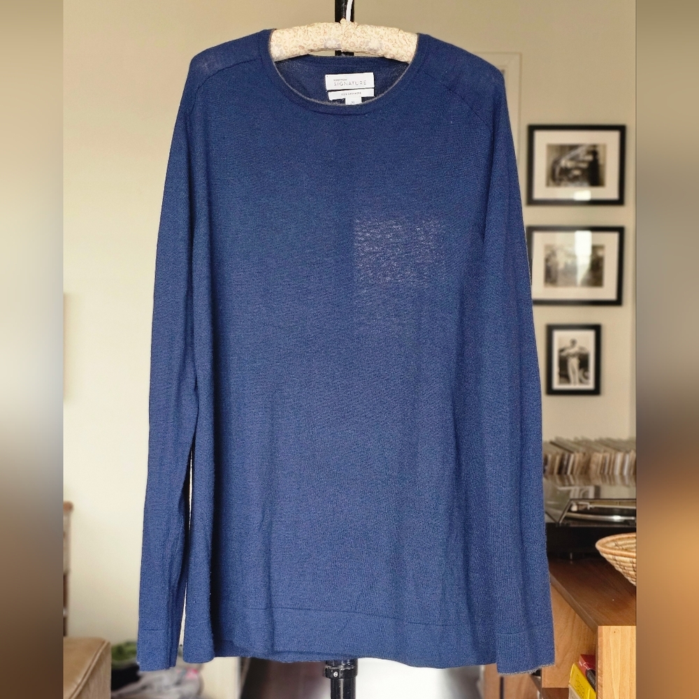 Nordstrom Mens Navy Long Sleeve Cashmere Shirt
